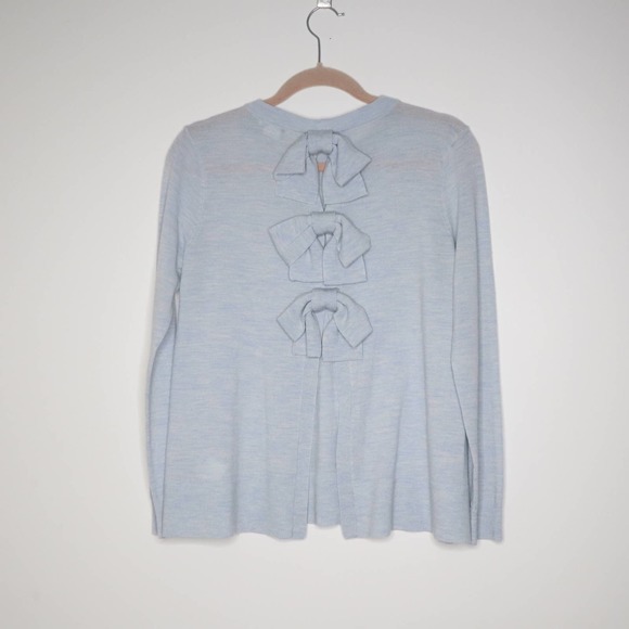 CLUB MONACO Sidone Bow Back Wool Sweater Crew Neck Melange Blue Women's S - Picture 8 of 12